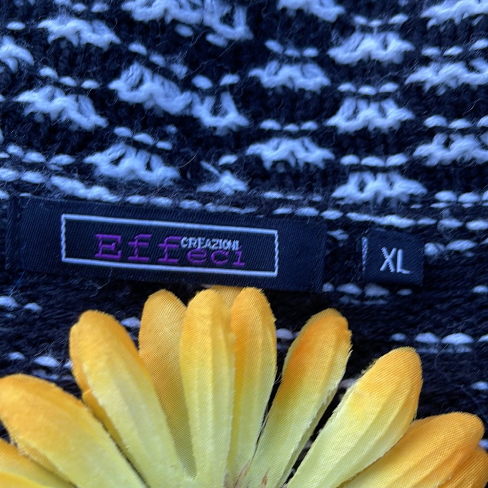 🌺 Creazioni Effect; NICE Designer Black/White Long Sweater in Misses Size XL! - Picture 9 of 12
